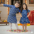 Blue Bandhani Sibling Twinning Outfits| Pure Cotton