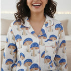Blue Mushrooms| Adult Nightsuit Set| Pure Cotton