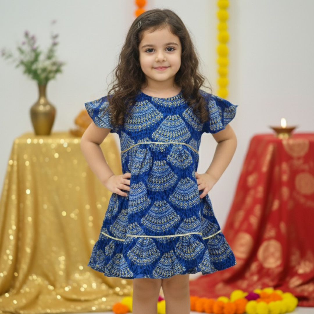 Blue Bandhani Sibling Twinning Outfits| Pure Cotton