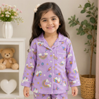 Magical Unicorn Dreams | Purple | Kids Night suit Set |Pure Cotton