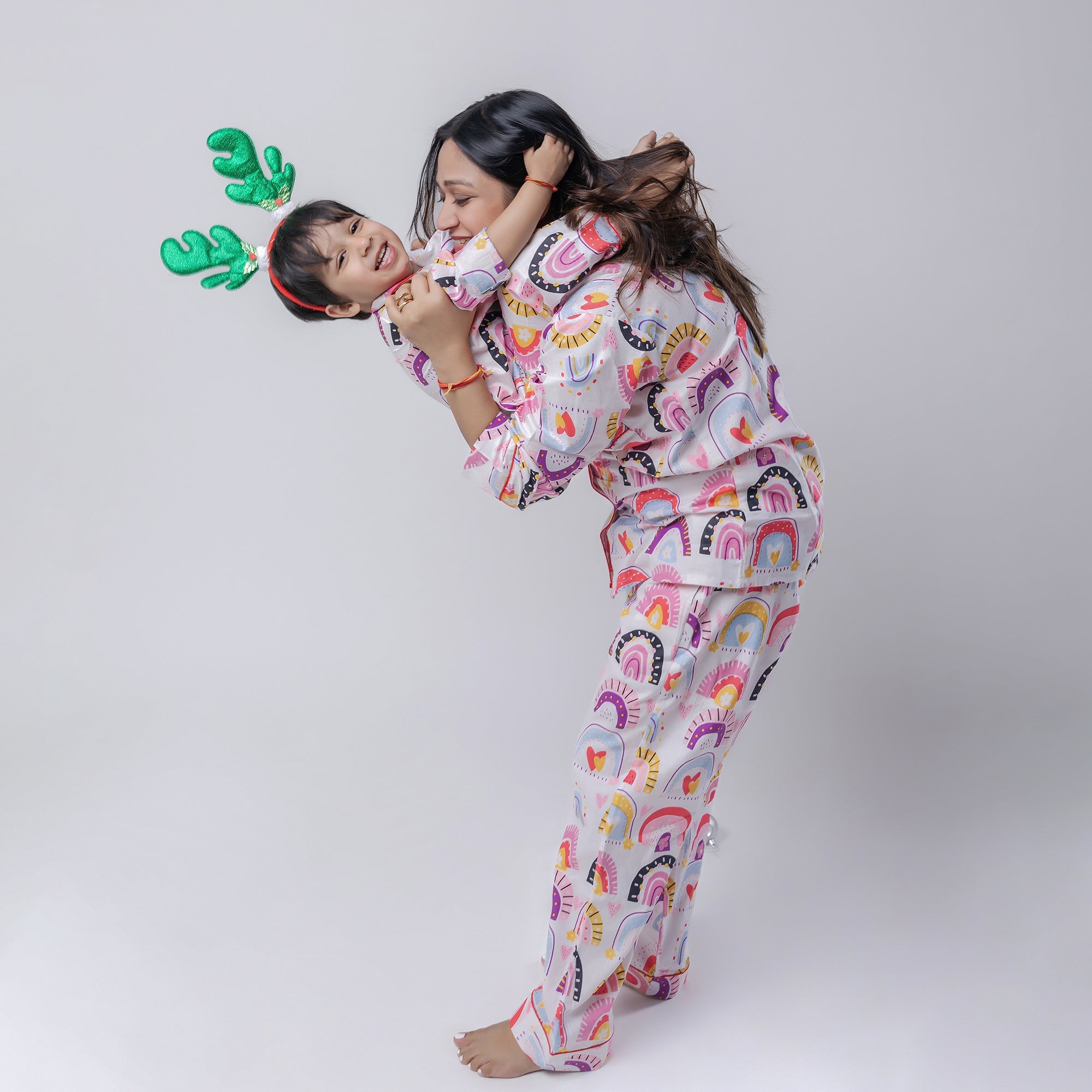 Over The Rainbow Twinning Nightsuit Set| Pure Cotton