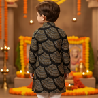 Black Bandhani Kurta Pajama Set for Boys| Pure Cotton