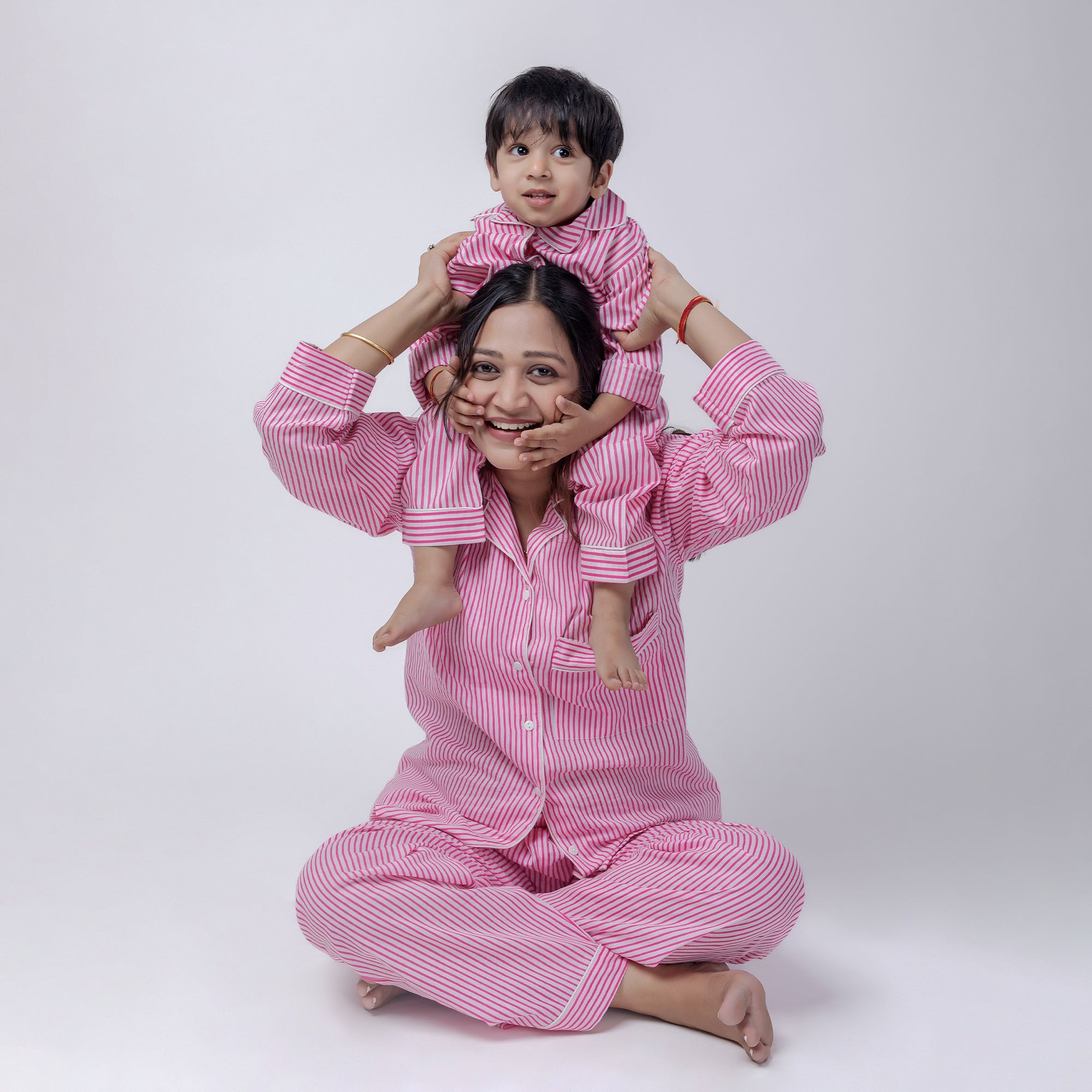 Sunday Stripes Twinning Nightsuit Set| Pure Cotton