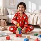 Magical Unicorn Dreams | Red | Kids Night suit Set |Pure Cotton
