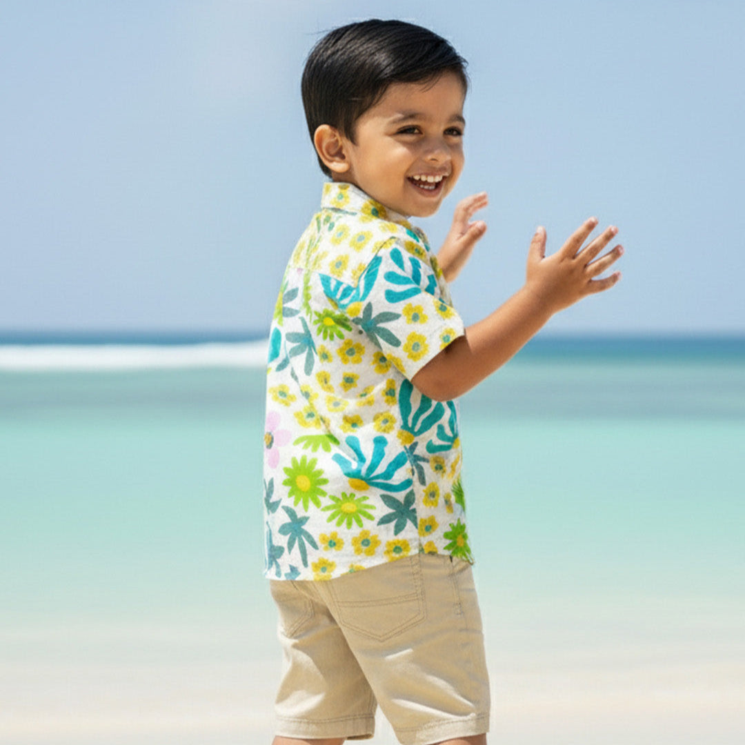 Blue Floral Shirt for Boys | Pure Cotton