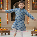 Blue Bandhani Kurta Pajama Set for Boys| Pure Cotton