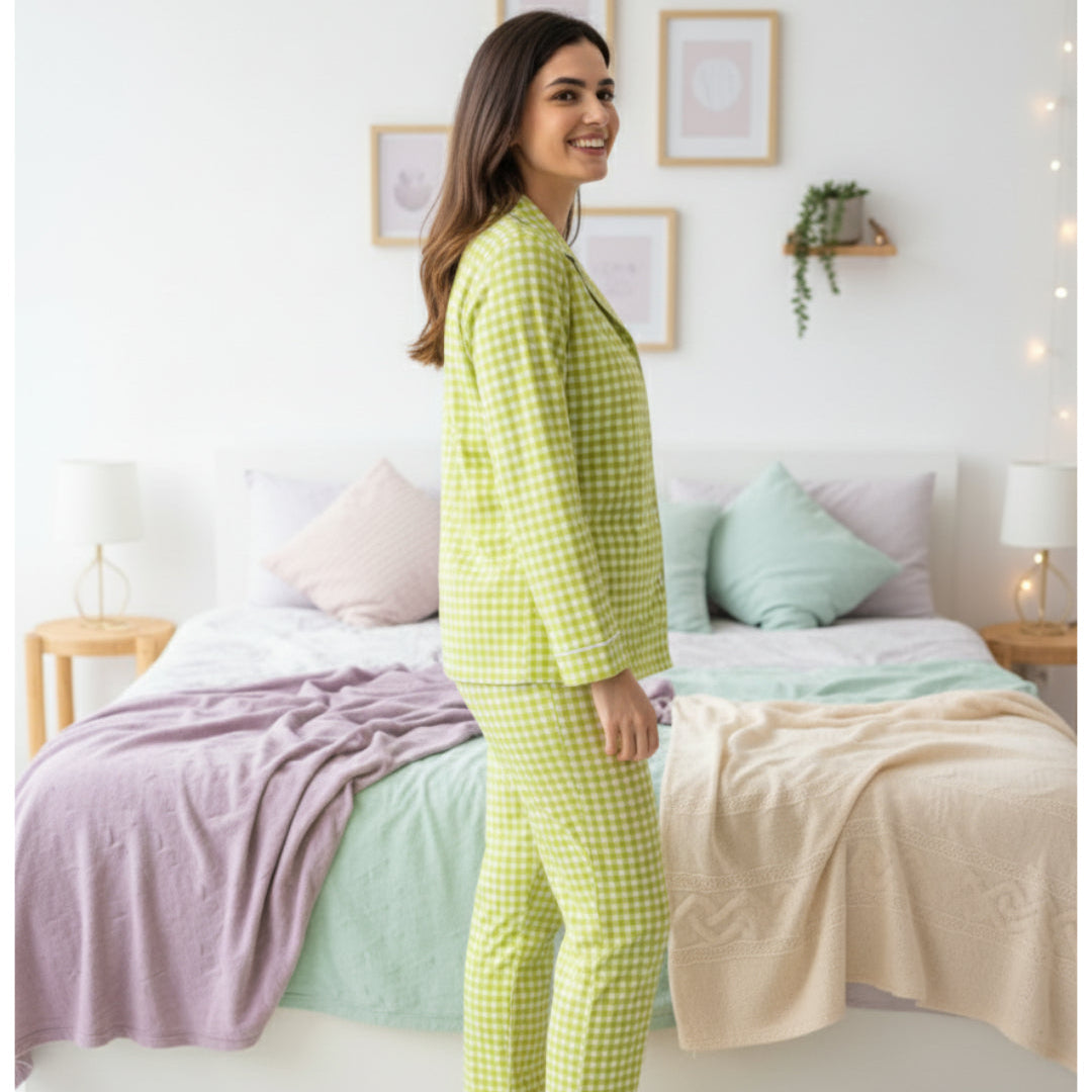 Green Paradise| Adult Nightsuit Set| Pure Cotton