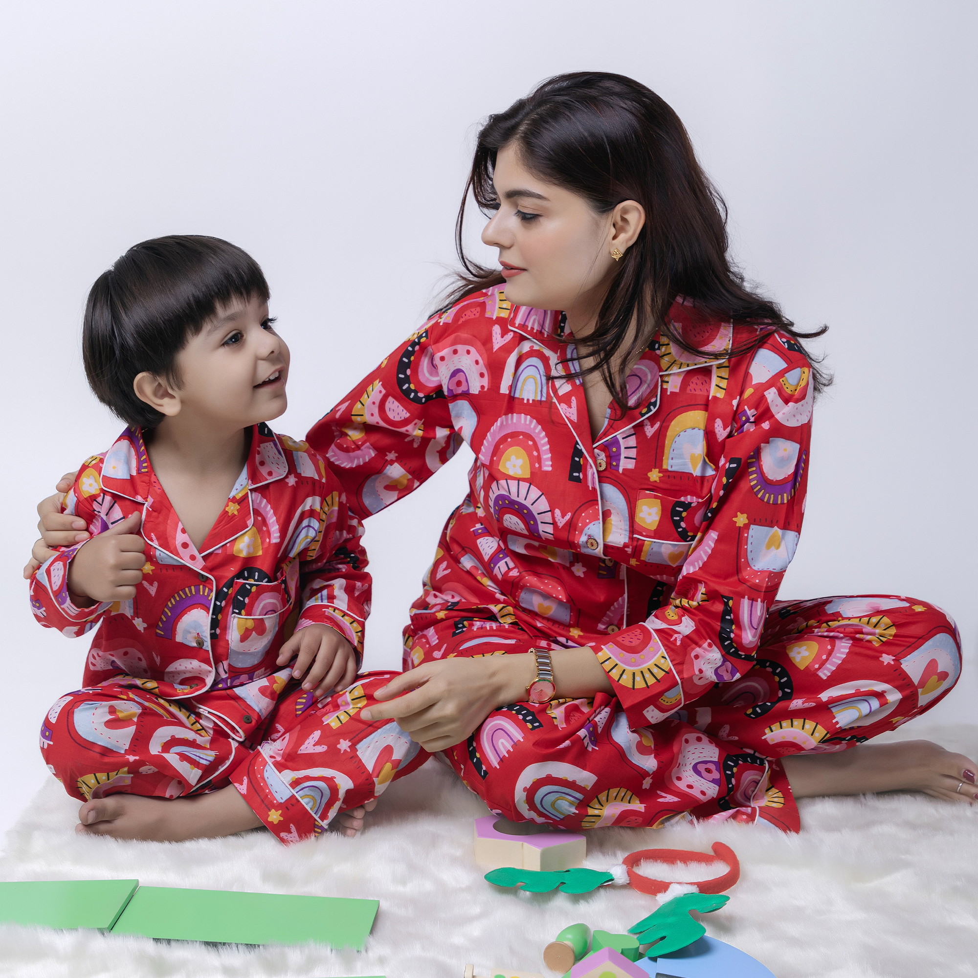 Holiday Mood Twinning Nightsuit Set| Pure Cotton
