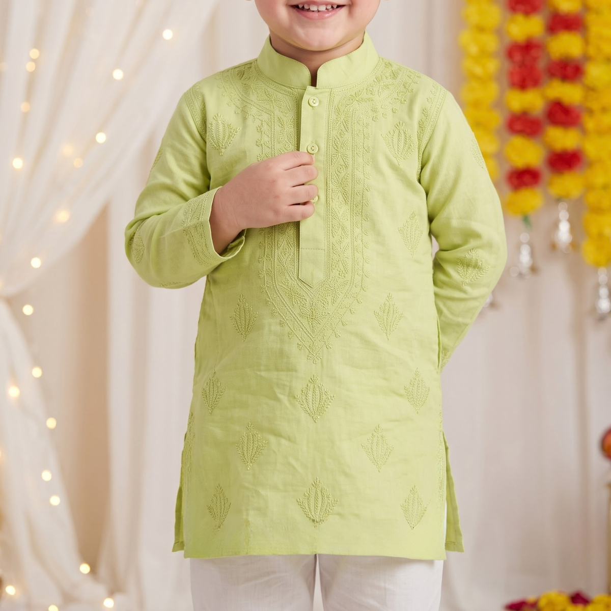 Sage Green | Lucknow Chikankari Kurta Pajama Set | Pure Cotton Silk