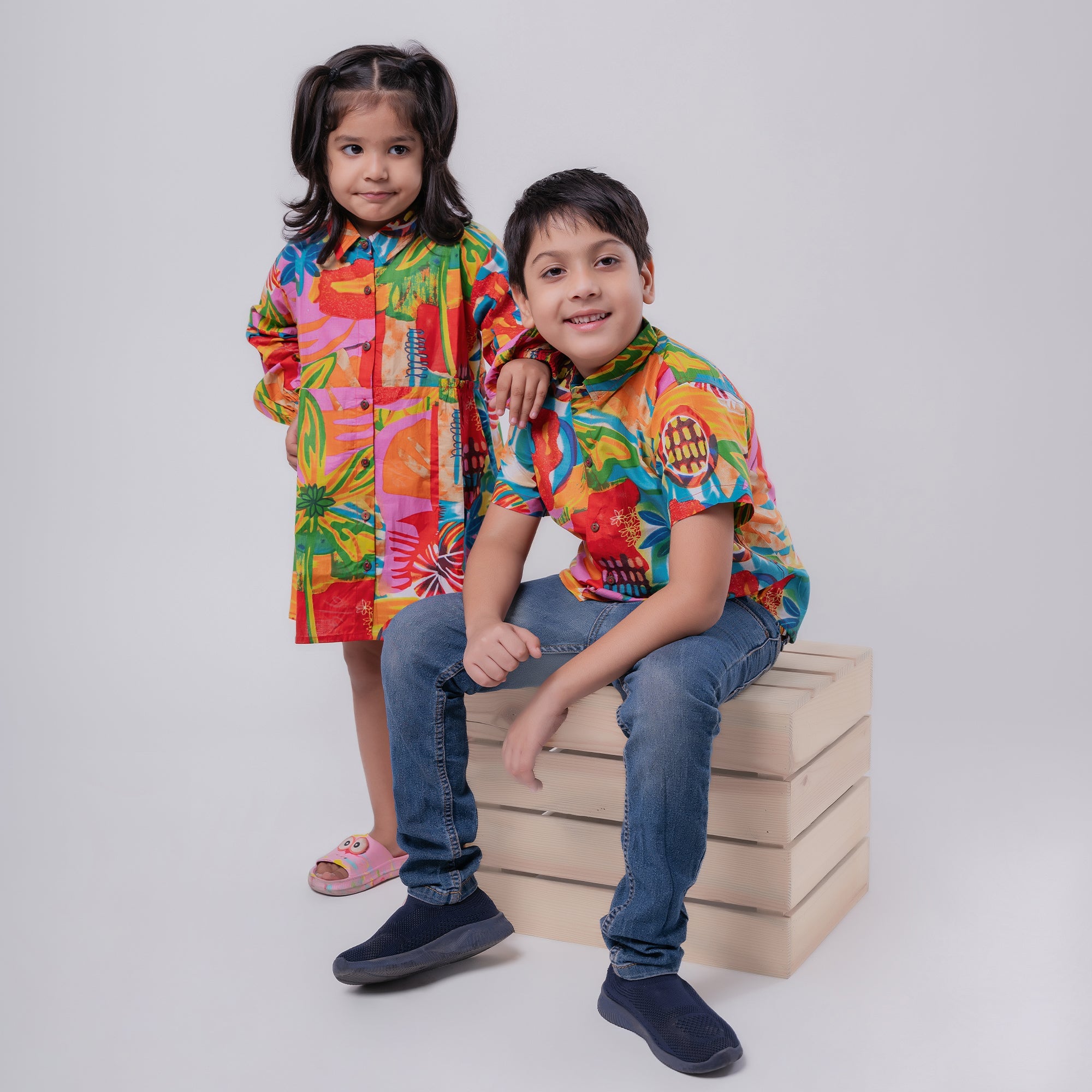 Cotton Birthday party sibling twinning outfits