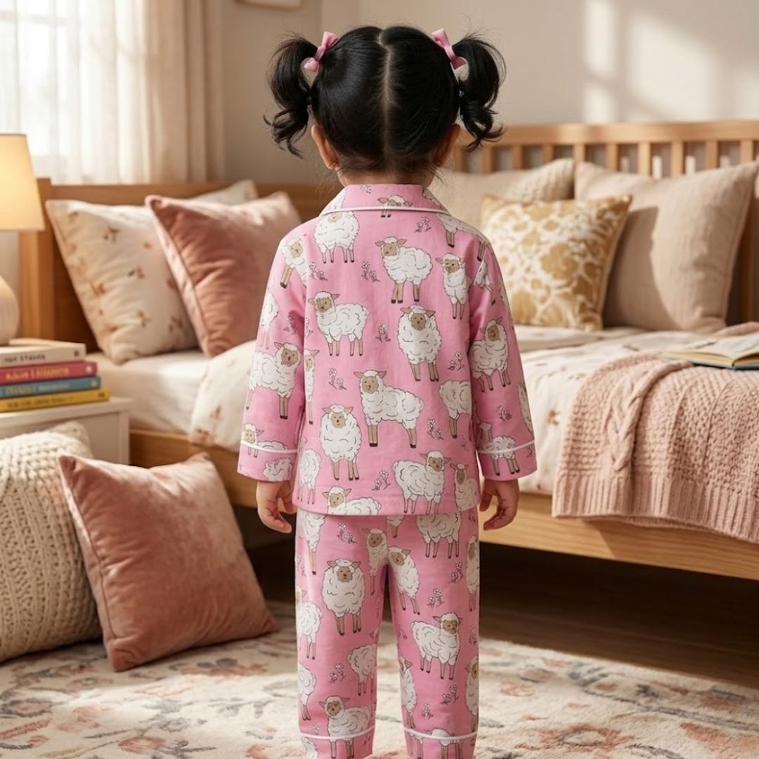 Baa Baa Pink Sheep | Kids Night suit Set |Pure Cotton