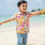 Orange Floral Shirt for Boys | Pure Cotton