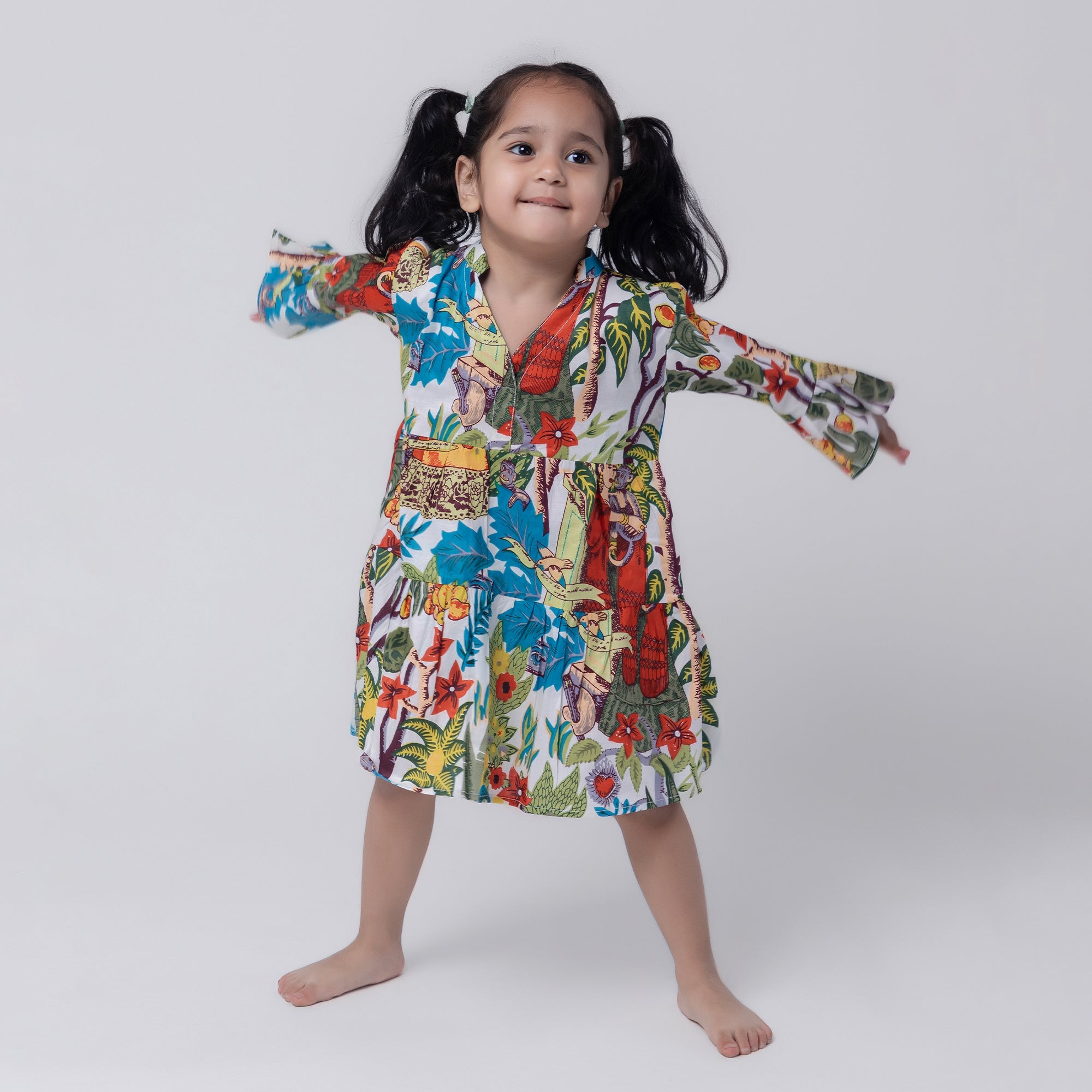 Cotton Girls Kids Dress Jungle Safari