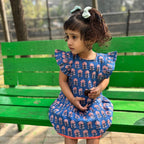 Cotton Girls Frock Blue Boota