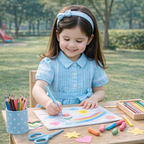 Tiffany Blue short Dress for Girls| Linen with Laces