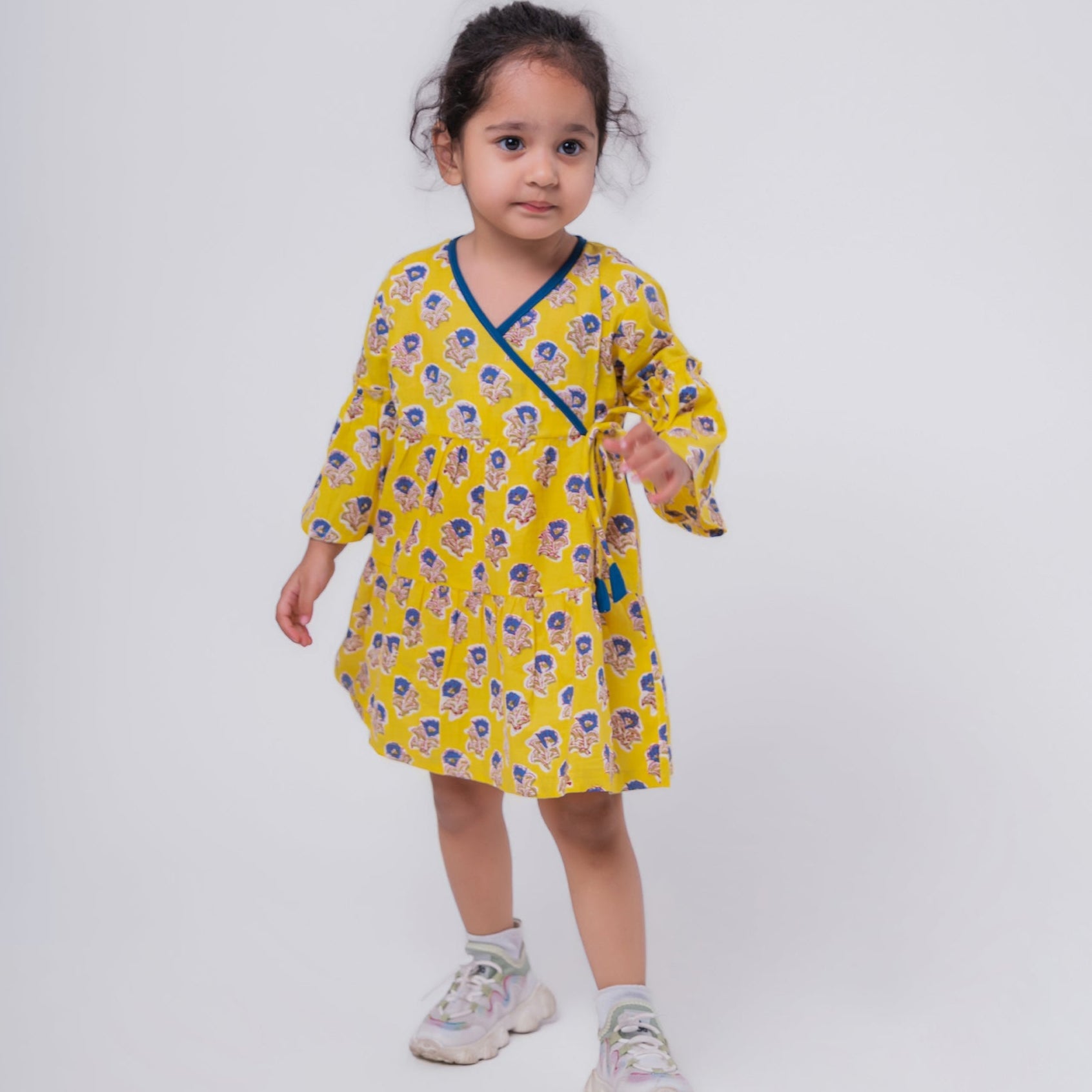Cotton Girls Frock Yellow Boota