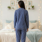 Blue Checkerboard| Adult Nightsuit Set| Pure Cotton