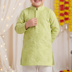 Sage Green | Lucknow Chikankari Kurta Pajama Set | Pure Cotton Silk