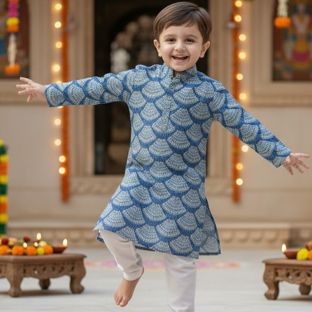 Blue Bandhani Sibling Twinning Outfits| Pure Cotton