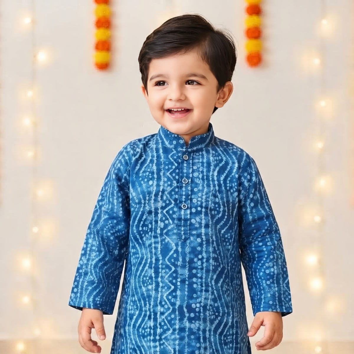 Neel Bandhej Kurta Pajama Set | Blue | Pure Cotton
