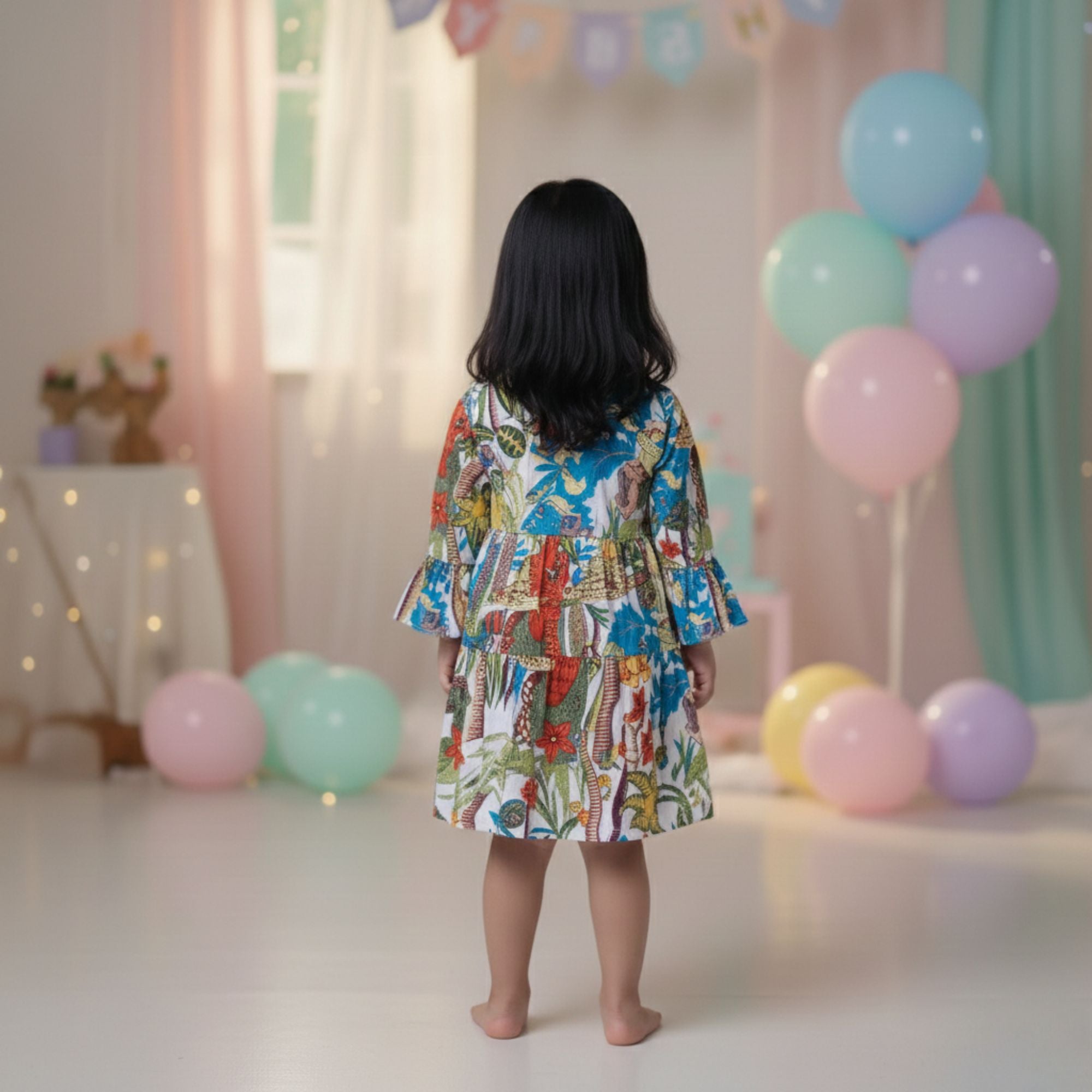 Cotton Girls Kids Dress Jungle Safari