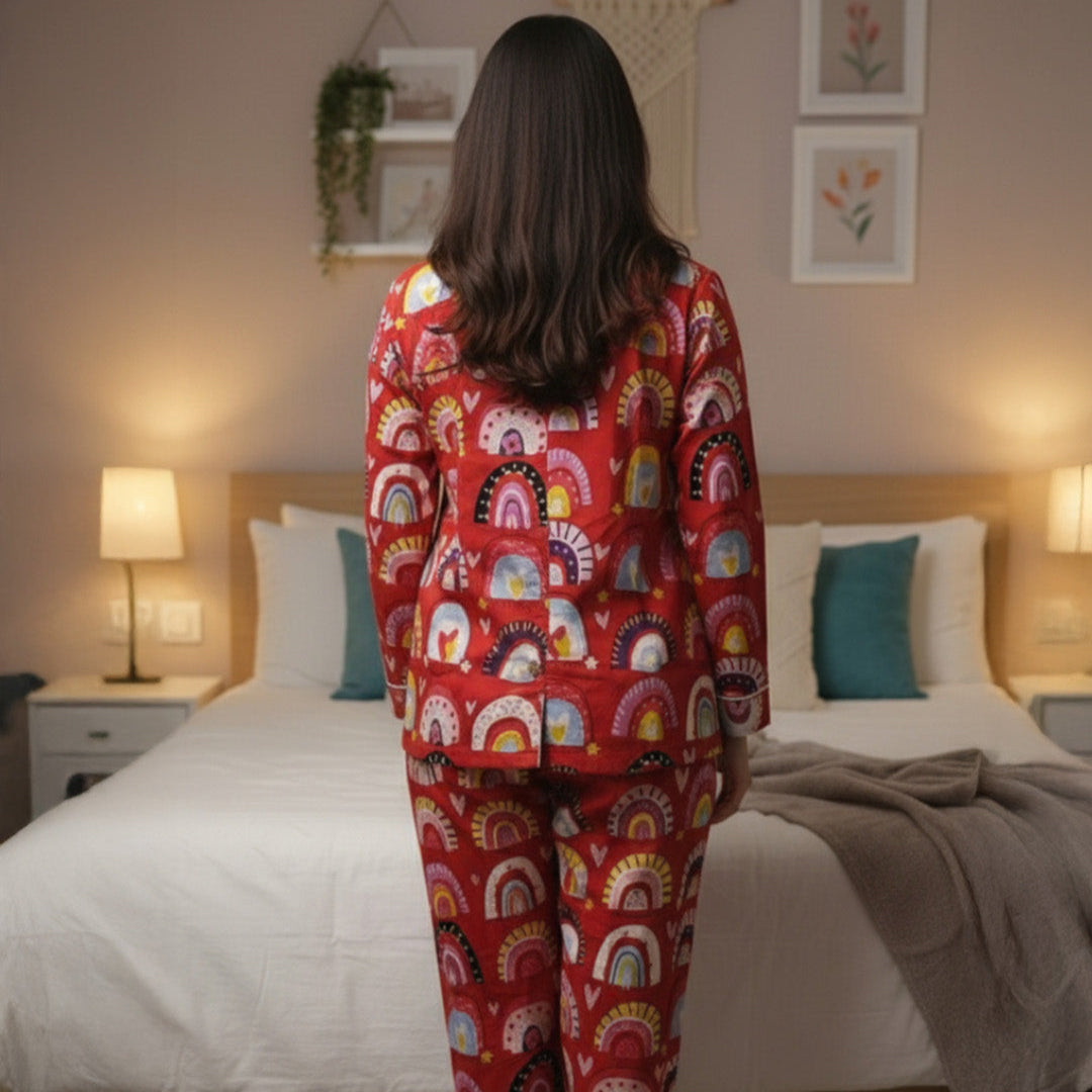 Holiday Mood | Adult Nightsuit Set| Pure Cotton