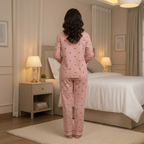 Pink Hearts | Adult Nightsuit Set| Pure Cotton