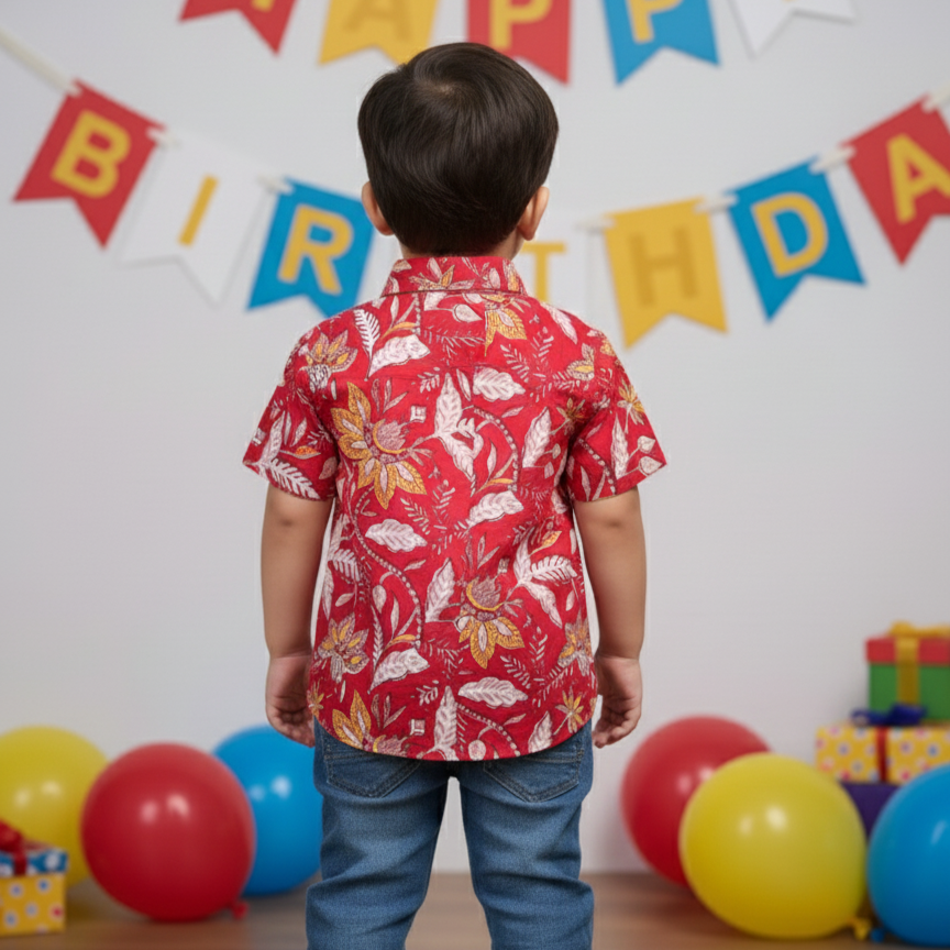 Designer Shirt for Boys| Floral Firework| Pure Cotton