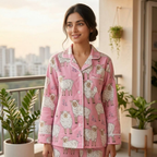 Baa Baa Pink Sheep | Adult Nightsuit Set| Pure Cotton
