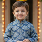 Blue Bandhani Kurta Pajama Set for Boys| Pure Cotton