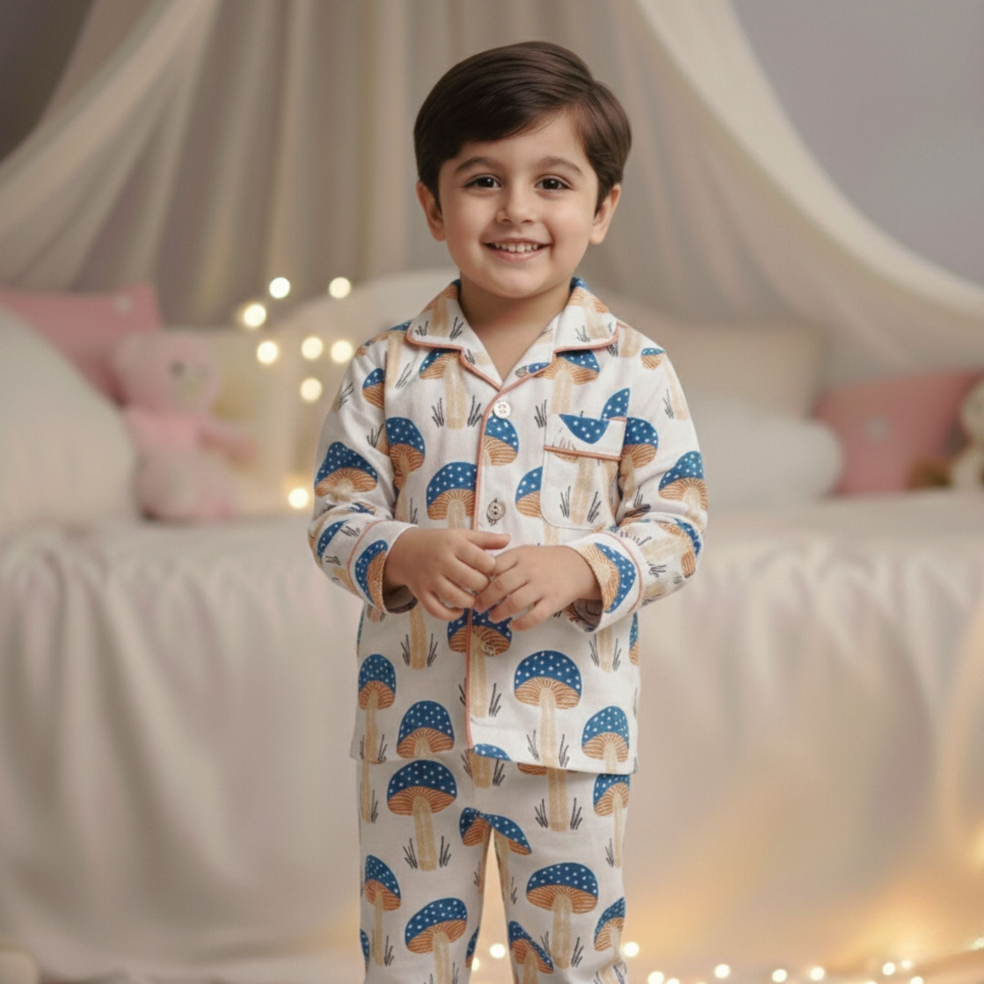 Mushrooms| Kids Nightsuit Set |Pure Cotton