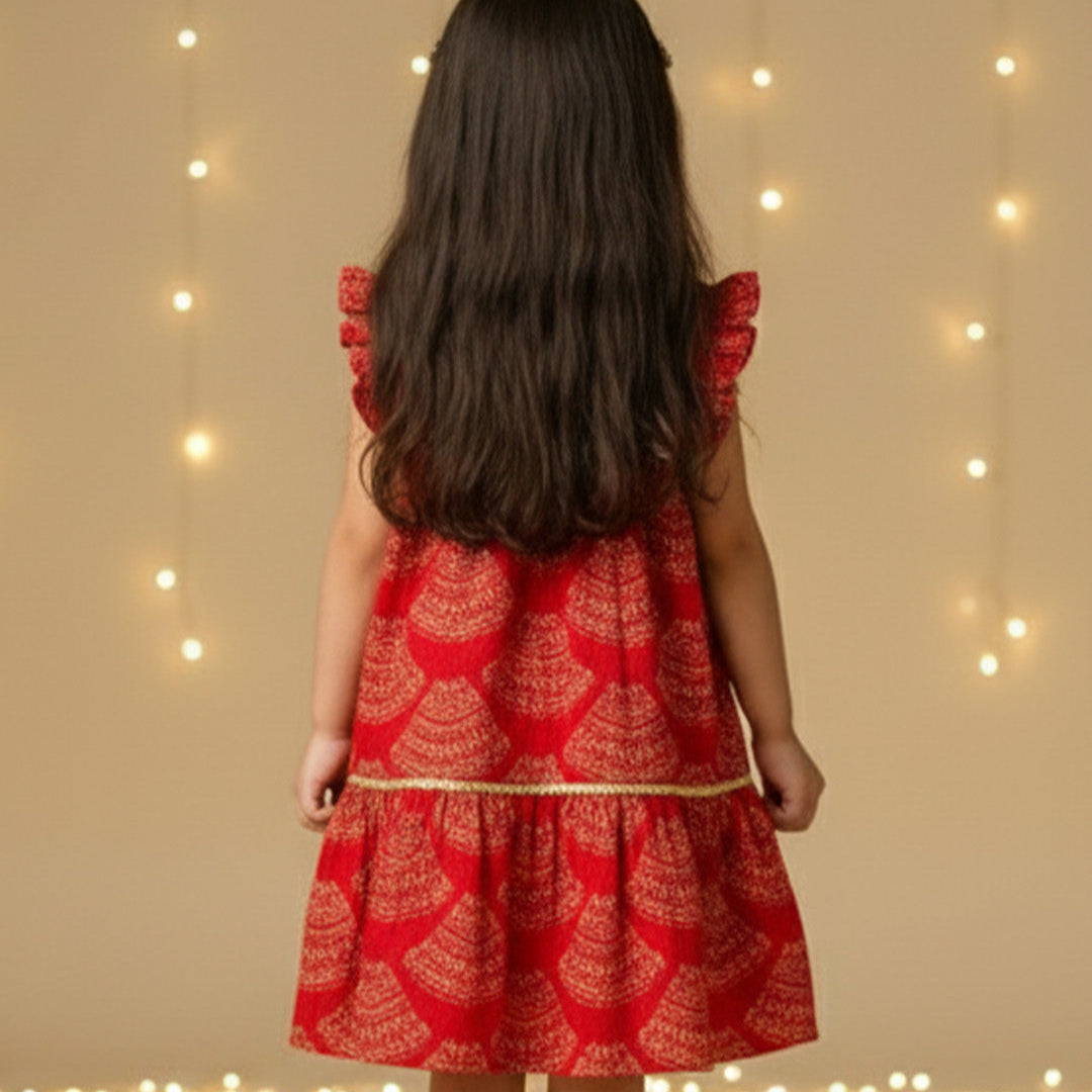 Red Bandhani dress for Girl | Pure Cotton