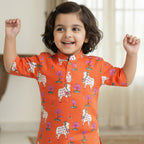 Orange  Pichwai Kurta Shirt for Boys| Pure Cotton