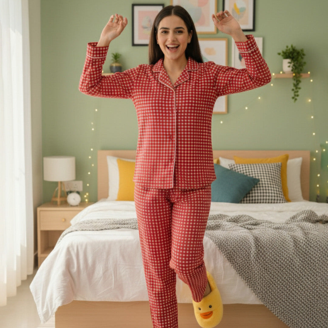Merry Christmas| Adult Nightsuit Set| Pure Cotton
