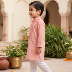 Dusty Rose Lucknow Chikankari Kurta Pajama Set | Pure Chanderi