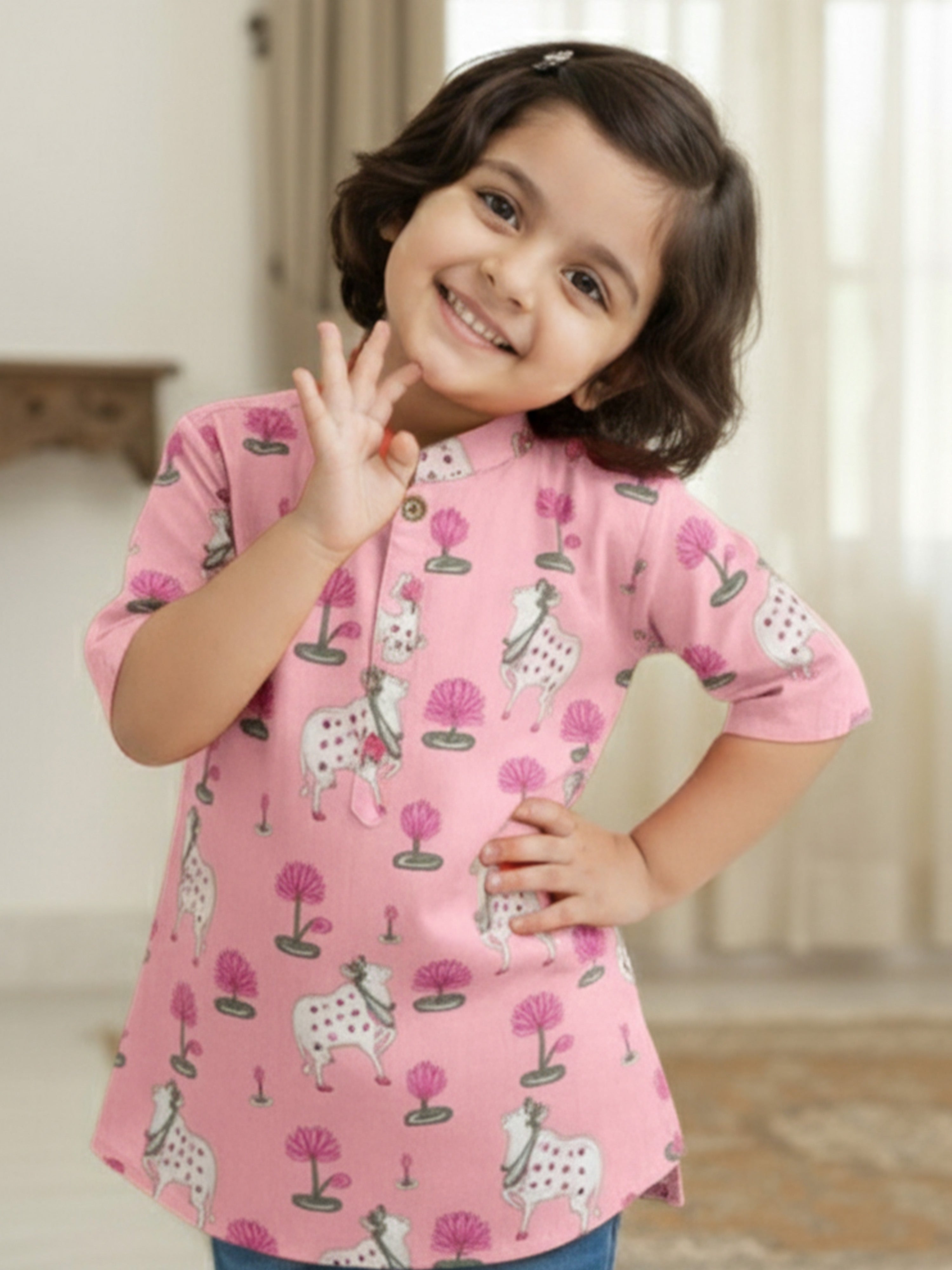 Pink Pichwai Kurti| Pure Cotton