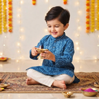 Neel Bandhej Kurta Pajama Set | Blue | Pure Cotton