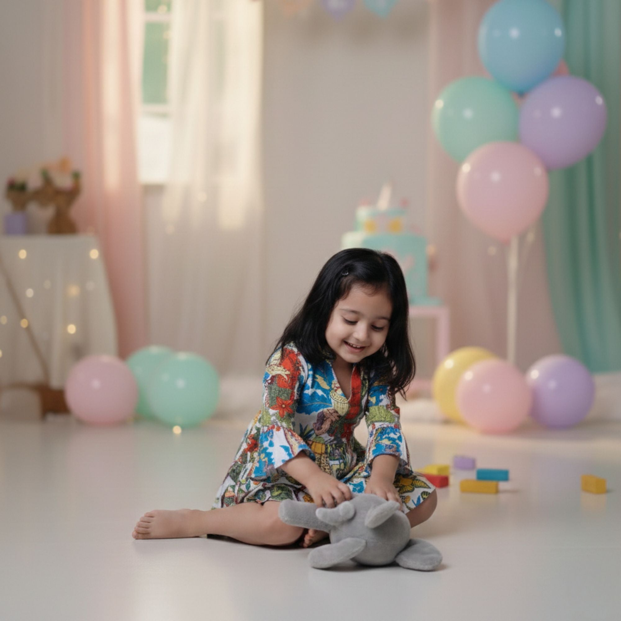 Cotton Girls Kids Dress Jungle Safari