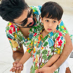 Adorable Cotton Jungle Safari Twinning Shirts for Father & Son: Match in Style!