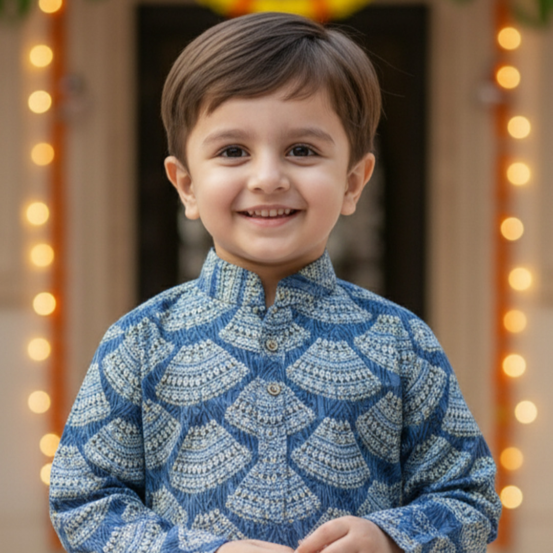 Blue Bandhani Sibling Twinning Outfits| Pure Cotton