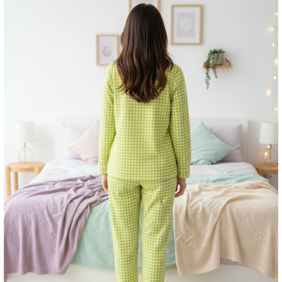 Green Paradise| Adult Nightsuit Set| Pure Cotton