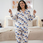 Blue Mushrooms| Adult Nightsuit Set| Pure Cotton