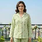 Green Hearts | Adult Nightsuit Set| Pure Cotton