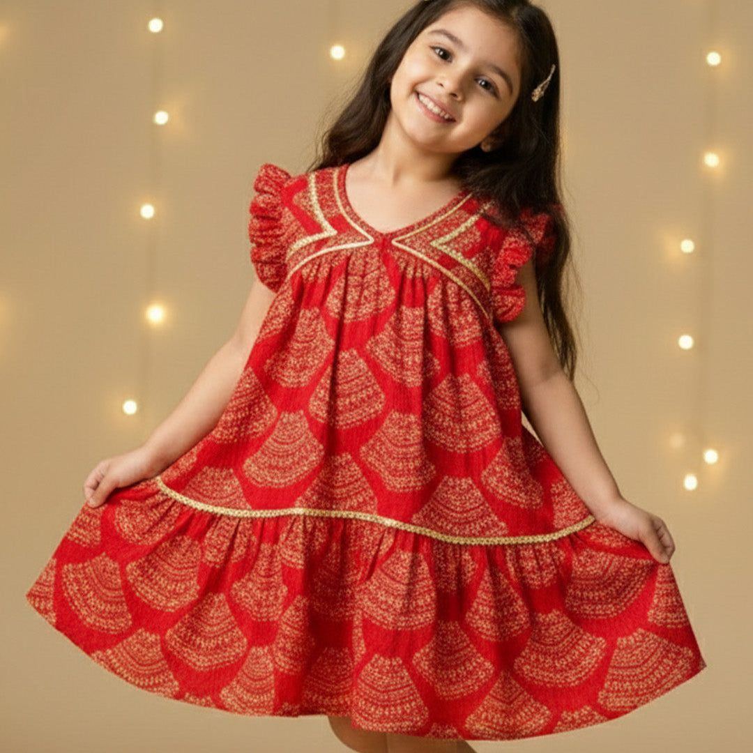 Red Bandhani Sibling Twinning Outfits| Pure Cotton