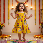 Yellow Pichwai Sibling Twinning Outfits| Pure Cotton