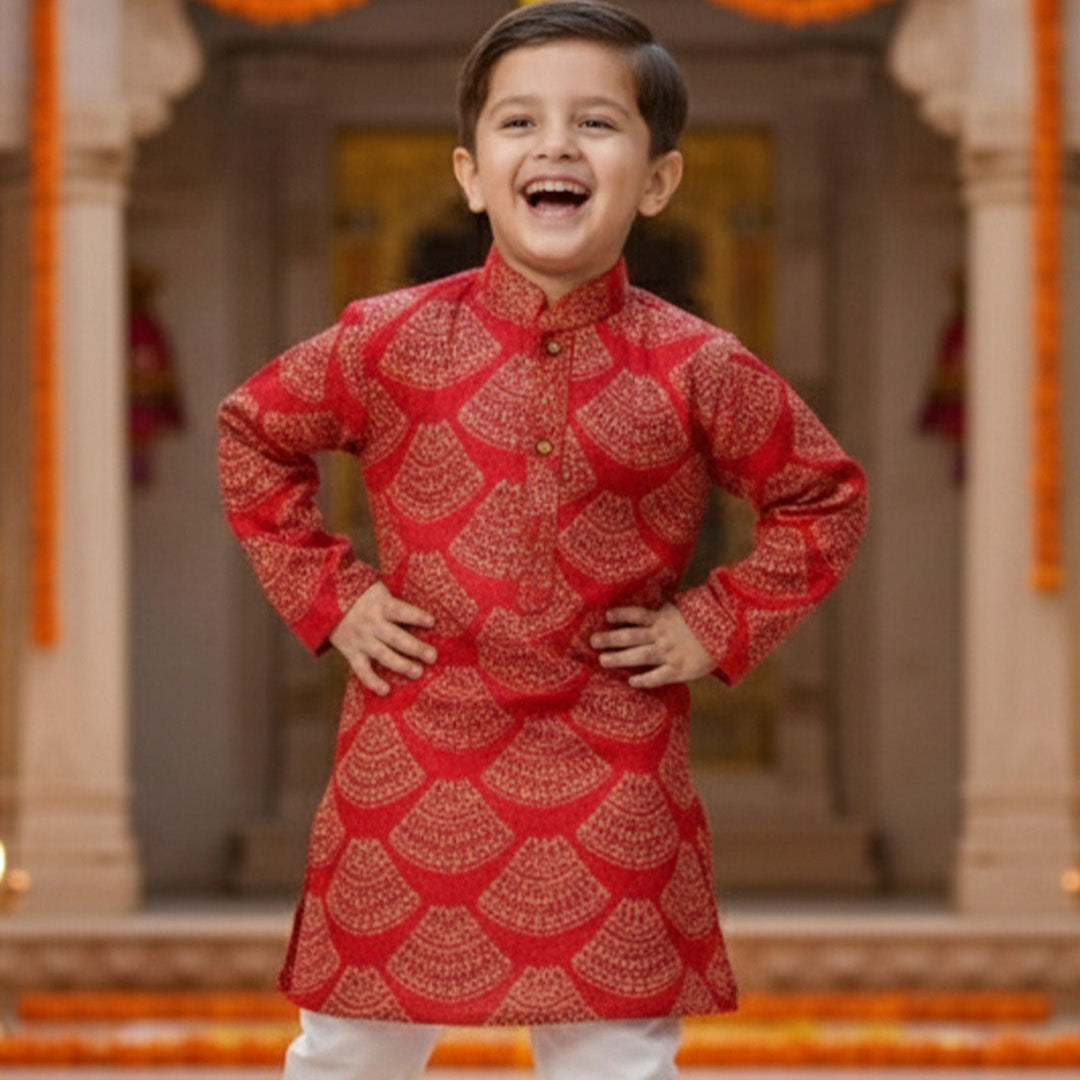 Red Bandhani Sibling Twinning Outfits| Pure Cotton
