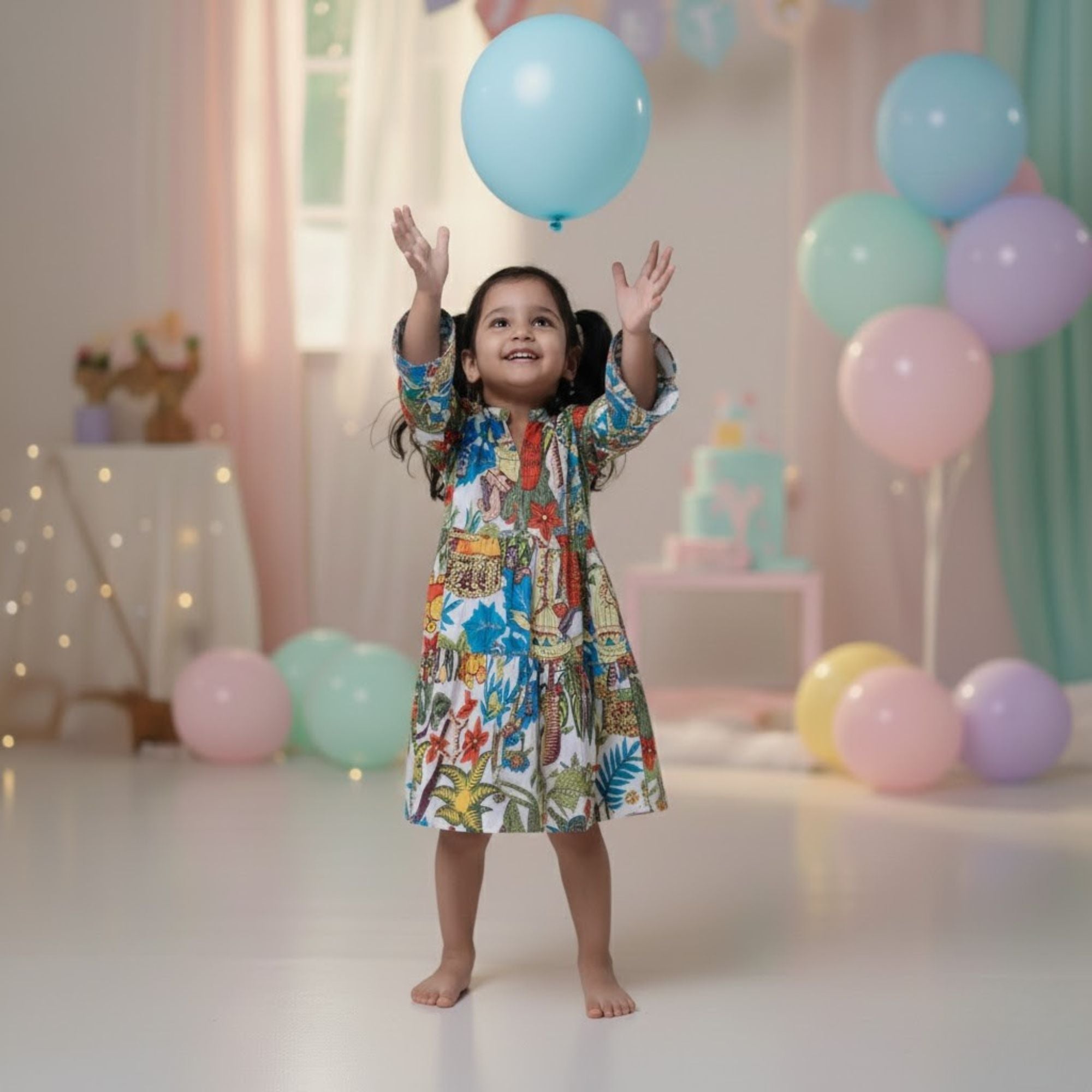 Cotton Girls Kids Dress Jungle Safari