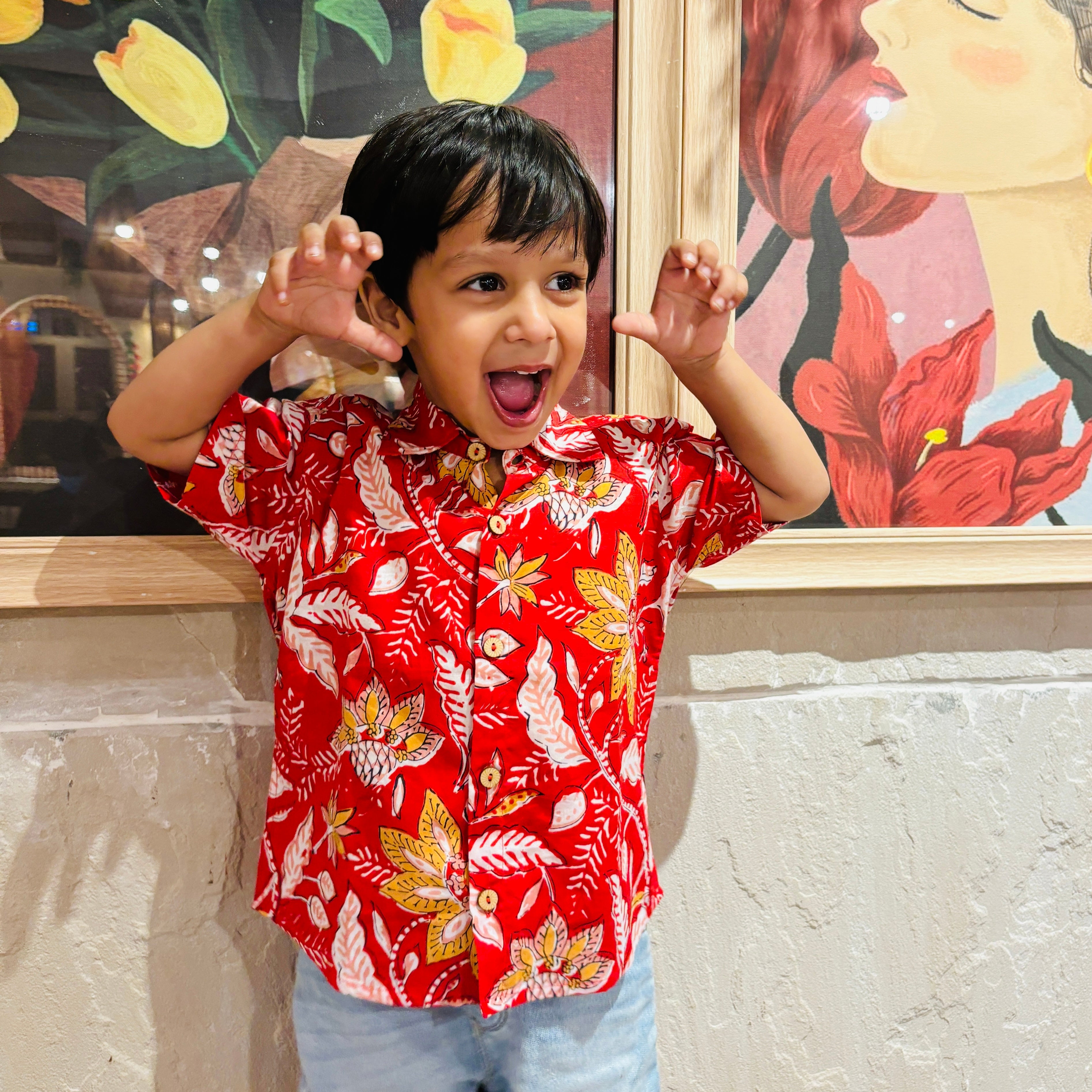 Designer Shirt for Boys| Floral Firework| Pure Cotton