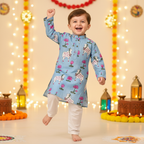 Blue  Pichwai Sibling Twinning Outfits| Pure Cotton