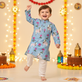 Blue Pichwai Kurta Pajama Set | Pure Cotton